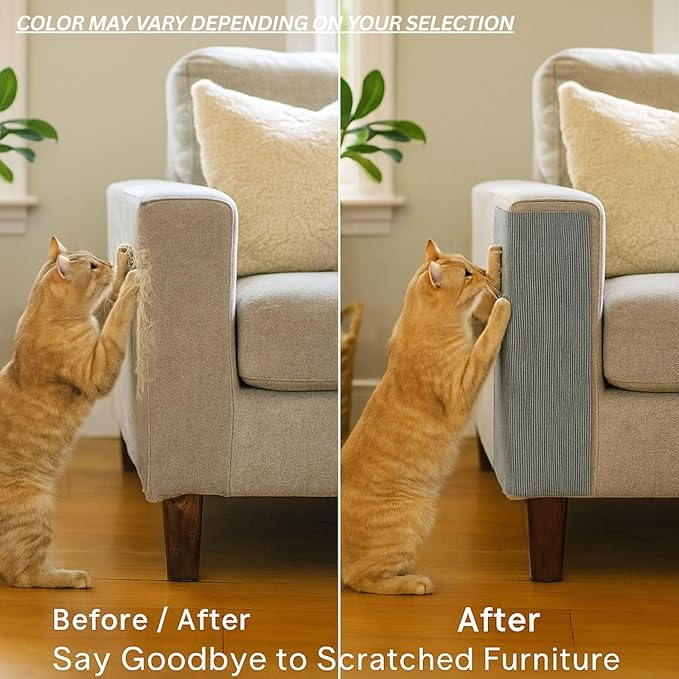 Cat Scratch Mat (Beige,10 Pack), 23.6’’ x 11.8’’ Wall Corner Scratcher, Versatile Self-Adhesive Replacement Easy Use for Cat Trees, Wall Furniture, Scratching Posts, and Couch Protection
