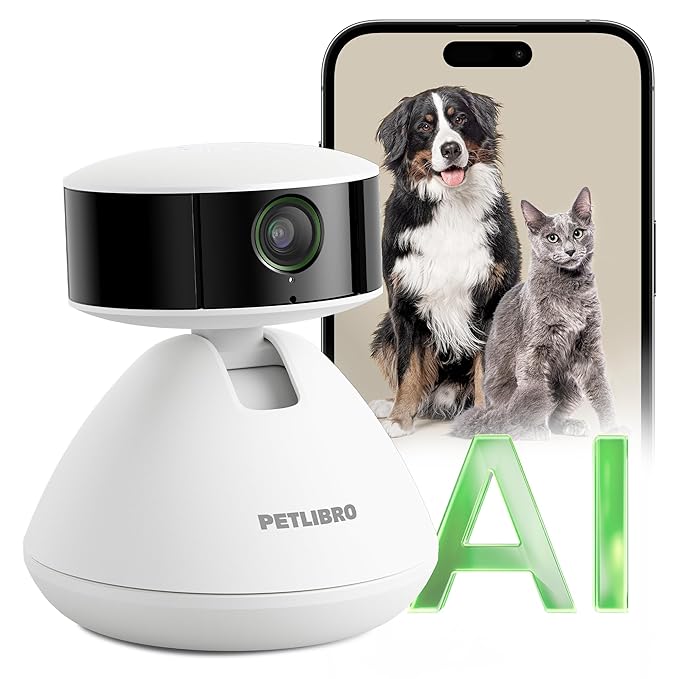 PETLIBRO Pet Camera with App, 360° HD Dog Camera, AI-Powered Indoor Pet Camera for Multi-Pet Recognition, Activity Tracking, Daily Smart Summary, and 1080p Color Night Vision