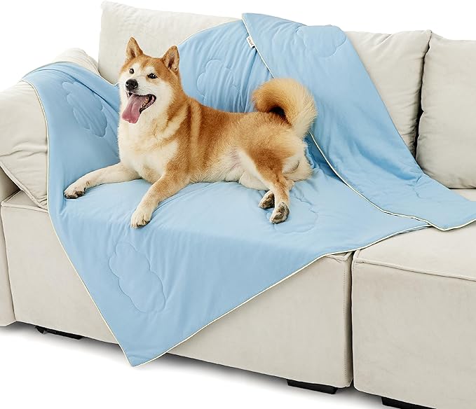 LE SURE Premium Cooling Blankets for Large Dogs - Washable Dog Cooling Throw Blanket with Q-MAX>0.4，Durable Self Cooling Pet Mat for Cat, Soft Cooling Summer Blanket for Hot Weather, Blue, 40x50