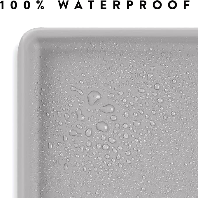 CatGuru Cat Food Mat, Small & Large Pet Feedingd Mat, 100% Waterproof Cat Mats for Food and Water, Silicone Mats for Pet Bowls, Non-Slip Placemat for Water Bowl or Fountain (Small, Silver)