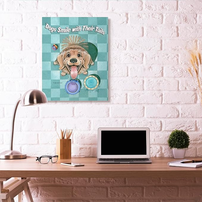 Stupell Industries 'Dogs Smile with Their Tails Funny Cartoon Pet Design', Canvas Art, 30 x 40 Inches, Easy to Hang and Sturdy, Made in USA, by Gary Patterson