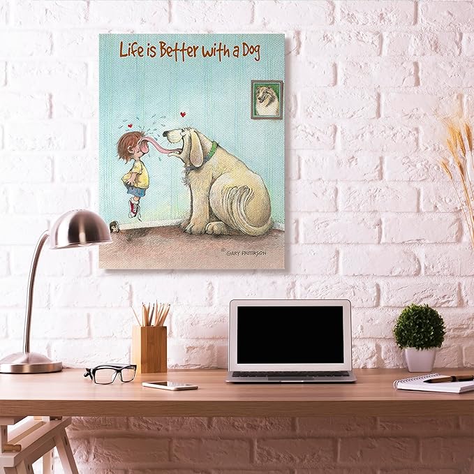 Stupell Industries 'Life is Better with A Dog Funny Pet Cartoon Design', Canvas Art, 36 x 48 Inches, Easy to Hang and Sturdy, Made in USA, by Gary Patterson