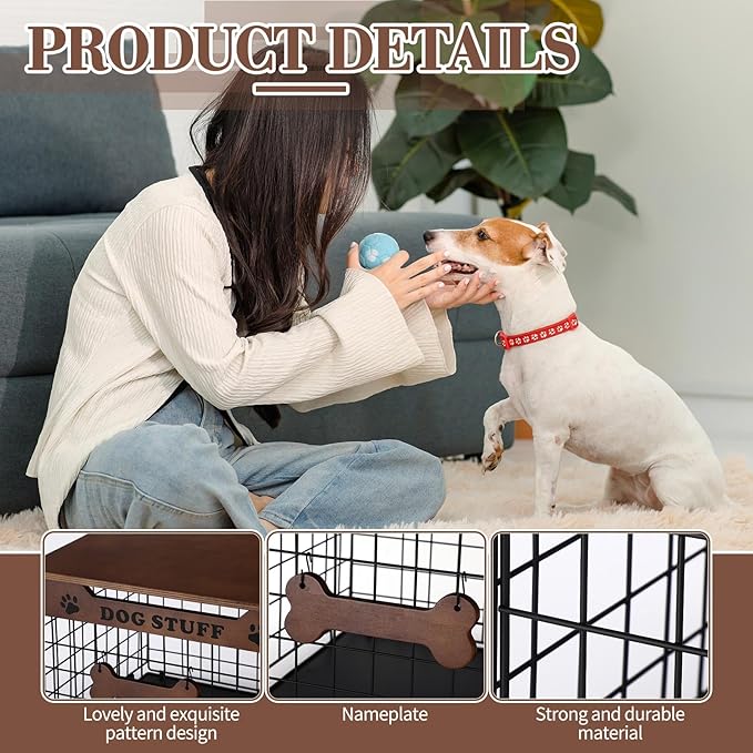 Dog Toy Bin Basket with Lid, 15.4'' Large Metal Dog Toy Storage Box with Bone Handle, Organizer Chew for Living Room, Farmhouse Food Storage Organizer for Leash Chew Blankets Clothes(Brown)