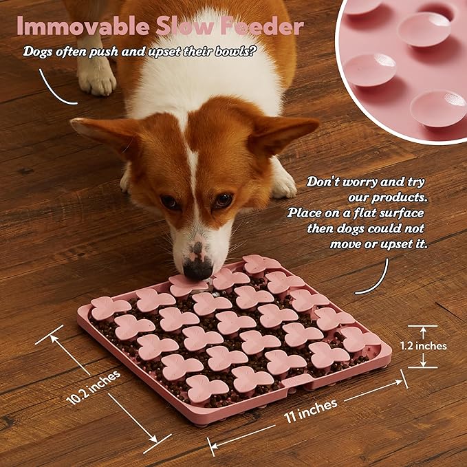 Puzzle Feeder Dog Bowl, Silicone Snuffle Mat & Lick Mat Slow Feeder for Dogs, Promotes Healthy Eating & Digestion, Suitable for Small, Medium & Large Dogs