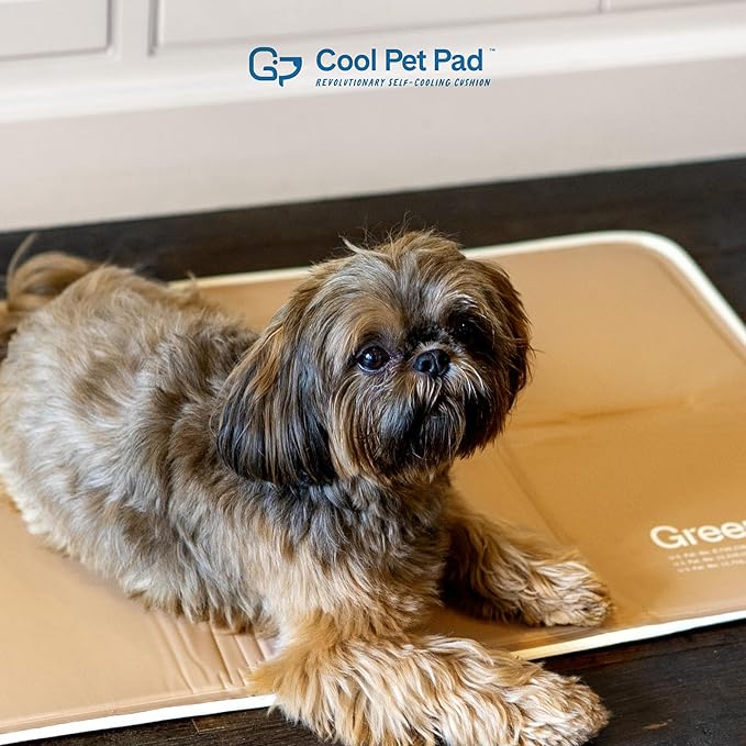 The Green Pet Shop Cool Pet Pad - Extra Large, Latte- Self-Cooling, Pressure Activated Mat for Dogs & Cats from 80+ lbs - Non-Toxic Gel, No Water Needed