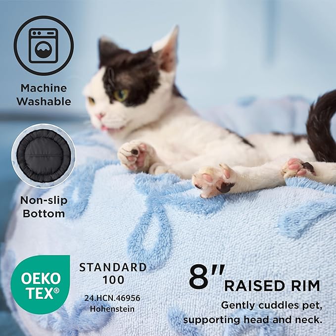 LE SURE Donut Small Dog Bed - Round Cat Beds for Indoor Cats Anti-Anxiety Calming Pet Beds, Washable Cute Modern Beds with Teddy Sherpa Plush & Anti Slip Bottom, 23 Inch, Ice Melt