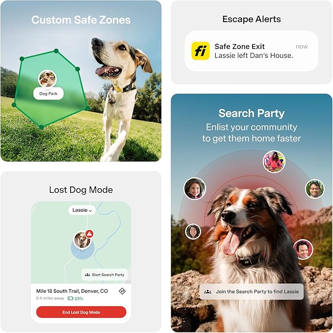 New Fi Series 3+ Smart Dog Tracker Collar [12 Month Membership Included] GPS Tracker for Dogs with Health & Behavior Monitoring, Escape Alerts, Waterproof, LED, Apple Watch Compatible -Yellow, X-Small