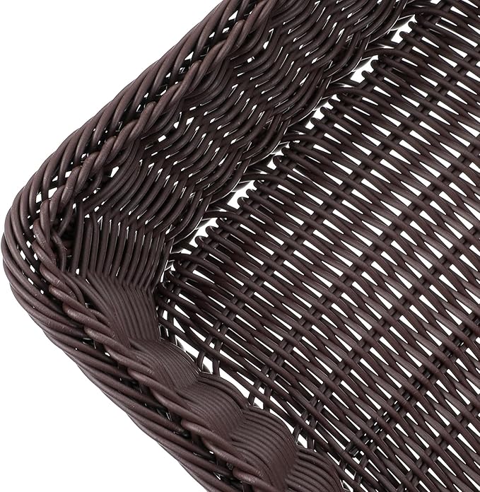 3 PCS 16 Inch Wicker Bread Basket, Woven Serving Basket, Tabletop Food Serving Basket for Restaurant, Bakery, Family Party, Hotel Serving, Fruits, Vegetables and Snacks, Coffee, Dark Brown