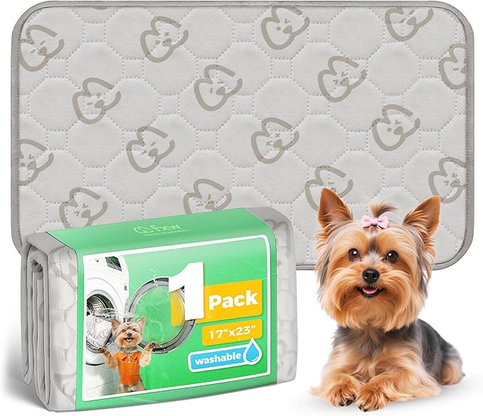 FXW Washable Pee Pads for Dogs, Puppy Pads with Super Absorbent, Specifically Designed for 24inch Cages, 17" x 23" Rectangle, Khaki, 1 Pack