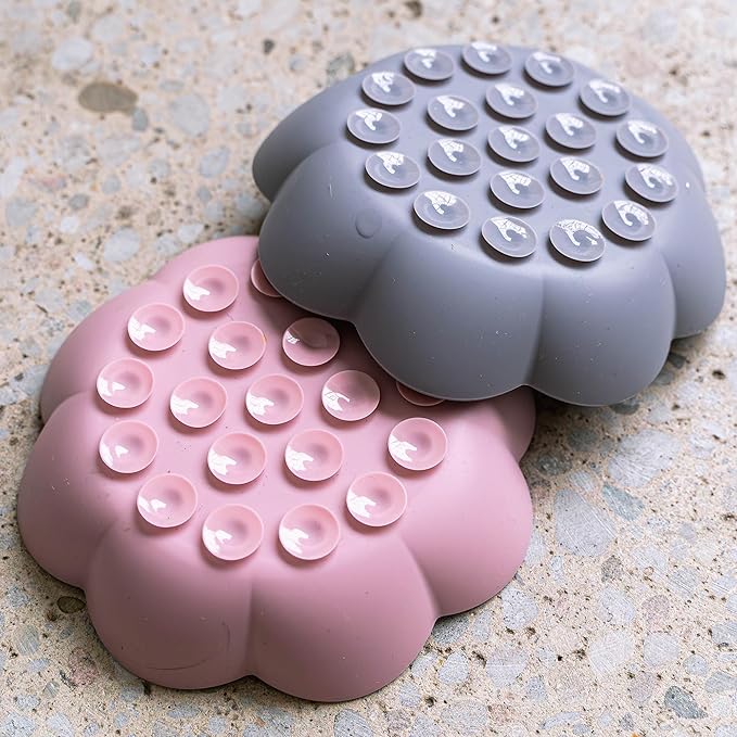 Flower Slow Feeder - Grey - Dog & Pet Mealtime Accessory, Fits Into Most 8" Bowls, Suction Base, Safe & Non-Toxic, Food-Grade Silicone