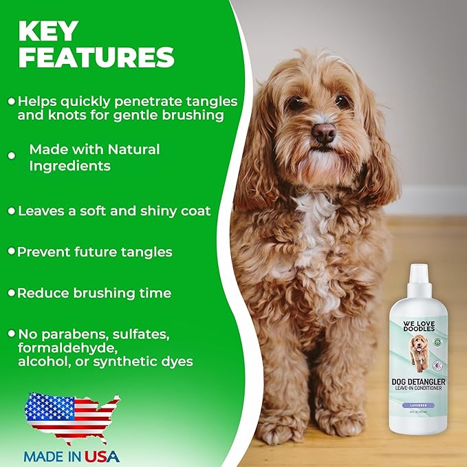 We Love Doodles Dog Shampoo & Dog Detangler Spray Pack - Pet Shampoo & Conditioner for Dogs, Doodle Detangler Spray, Cleans & Moisturizes, Reduces Tangles & Mats, Lavender, Total 32 oz