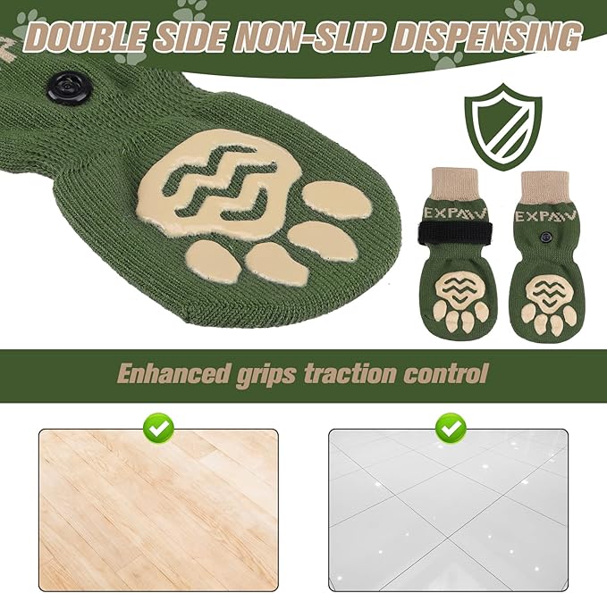 EXPAWLORER 6PCS Anti-Slip Dog Socks to Prevent Licking Paws,Dog Shoes for Hot Pavement,Best Paw Protector Traction Control on Hardwood Floor,Dog Booties for Puppy Small Medium Large Senior Dogs