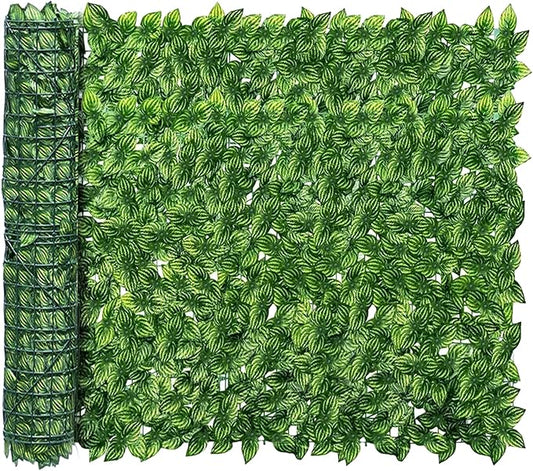 Artificial Ivy Privacy Fence Screen, 120x40 inch Artificial Hedge Grass Wall, Faux Ivy Fence Privacy Screen, Decoration for Patio Balcony Garden Backyard Indoor Outdoor Decor, Color Watermelon Leaves
