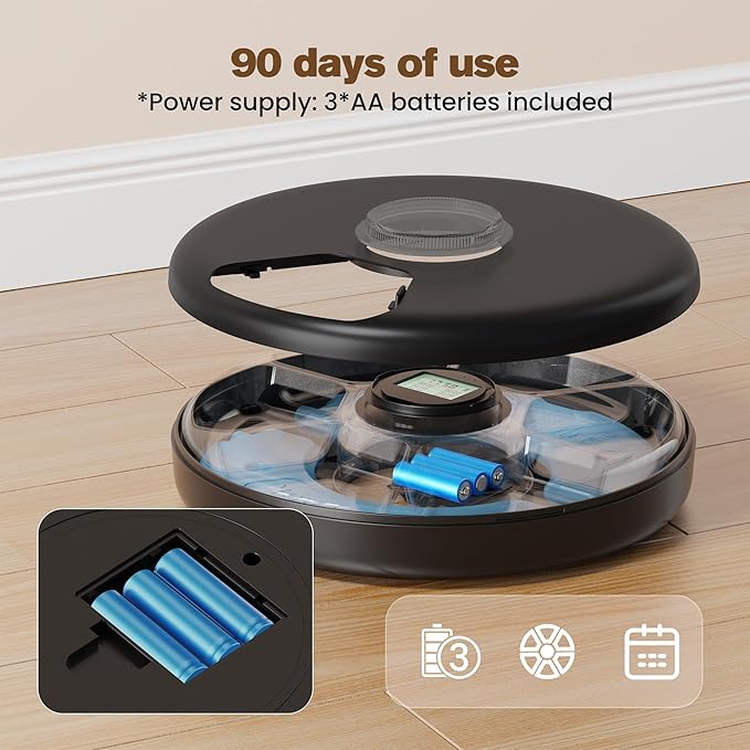 Automatic Cat Feeder Wet Food: Cordless Dog Foods Dispenser - Small Pet Fresh Food Refrigerated Container with 2 Ice Packs - Programmable Timer AA Battery Powered Kitten Feeding - 6 Meals Per Day