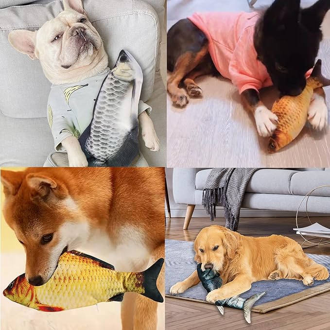 Realistic Flopping Fish Dog Chew Toy - Electric Moving Interactive Pet Toy for Small Medium Dogs, Chew Rocking Toy for Indoor Outdoor Exercise