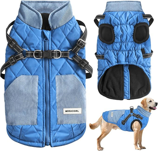 Mosucoirl Warm Dog Coats Pet Clothes, Waterproof Dogs Jacket Reflective Pet Outfits Winter Dog Cold Weather Coat Cozy Snow Jackets Vest for Small Medium Large Dogs Puppy Doggie