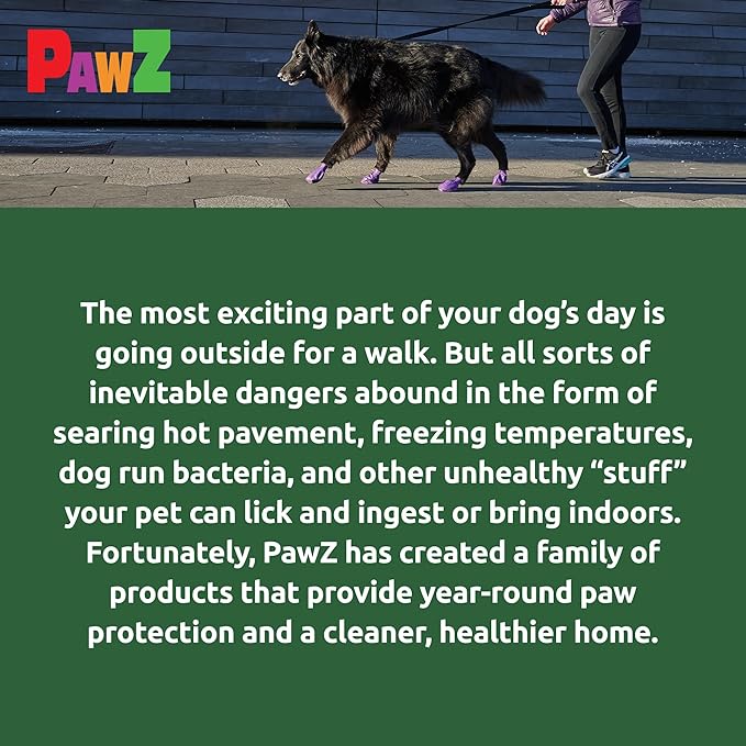 PawZ Rubber Dog Boots for Large Paws - All-Weather Waterproof Dog Shoes, Anti-Slip Traction for Rain, Snow, Mud & Hot Pavement - Pull-On Dog Booties, Green - X-Large (4" +) - Pack of 24