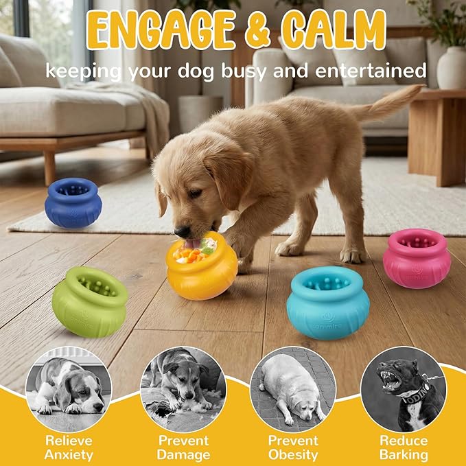 Wobbly Dog Enrichment Lick Toy, Stuffable Frozen Lick Bowl to Keep Dogs Busy, Long-Lasting Interactive Treat Dispensing Dog Toy, Silicone Fetch Catch Chew Toy(Orange,S)