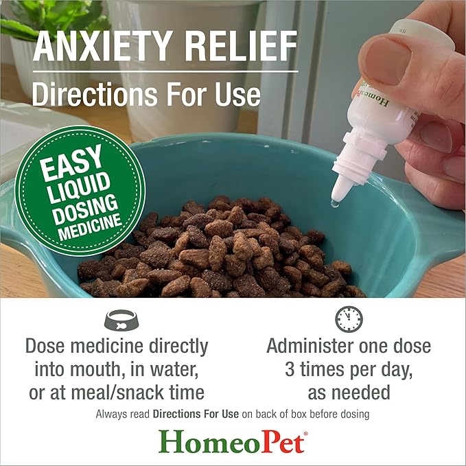 HomeoPet Anxiety Relief Medicine for Pets, Natural Anxiety Relief for Dogs and Cats, Cat and Dog Calming Medicine, 15 Milliliters