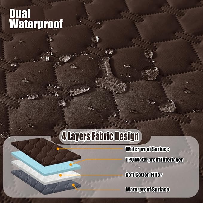 Smiry Waterproof Dog Bed Cover Blanket, Soft Reversible Pet Blanket, Washable Leakproof Cats Dogs Couch Cover for Sofa, Couch, Furniture, Plaid (30x53 Inch, Chocolate/Dark Grey)