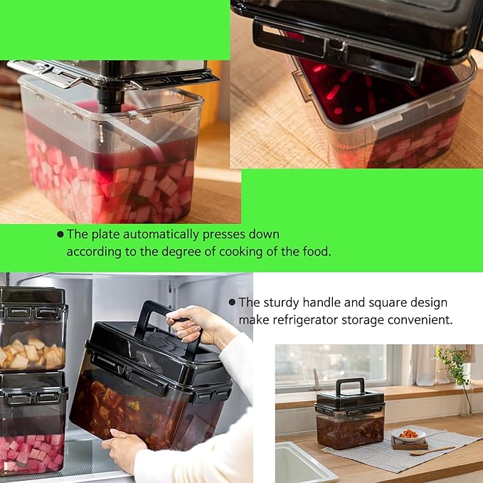 SMART Automatic Press Plate Food Storage Container for Kimchi Sauerkraut Pickle Fermentaion/Airtight Lid Food Storage Container for Preserved Food Bulk Fermentation (5L / 1.3 gal)