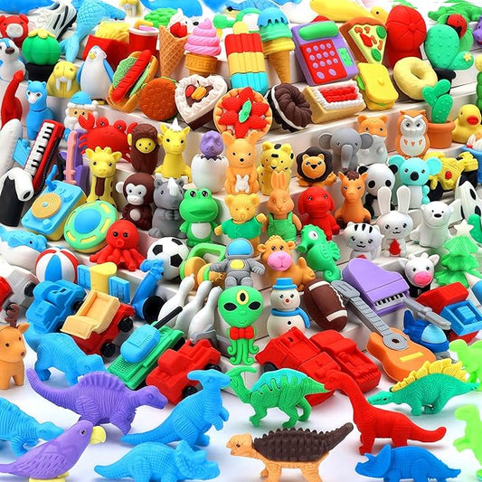 121Pcs Animal Erasers Desk Pets for Kids Animal Pencil Erasers Bulk Puzzle Eraser Toys Gifts for Classroom Prizes,Game Reward,Treasure Box,Easter Egg Fillers,Goodie Bag Stuffer,Party Favors
