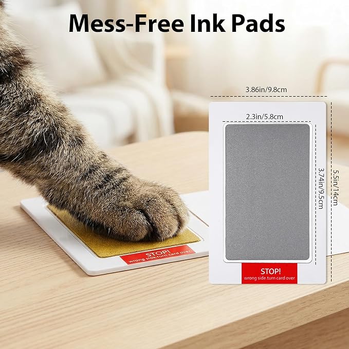 4 Packs Inkless Hand and Footprint Kit Mess Free Paw Print Kit for Dogs & Cats Clean Touch Ink Pad for Pet Nose & Paw Dog Mom New Mom Gifts(Gold & Silver)
