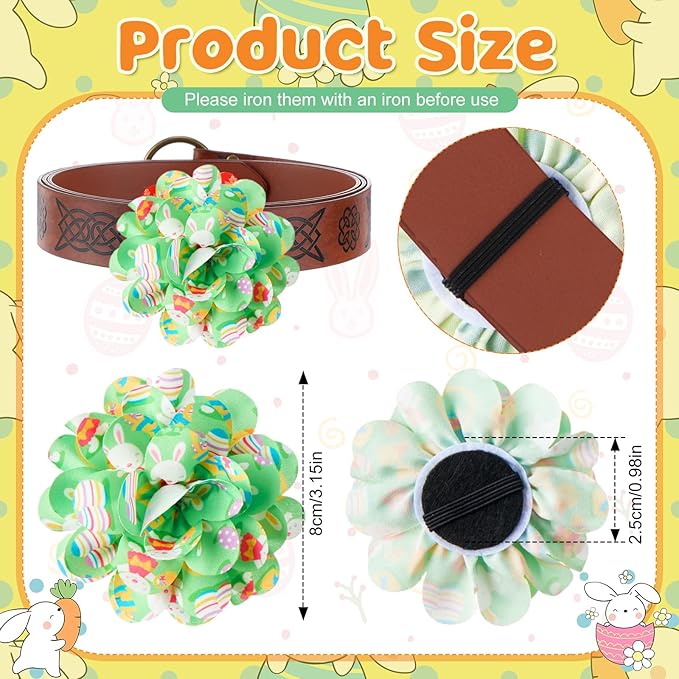 50 Pcs Easter Dog Collar Flowers Bulk Rabbits Chicks Eggs Carrots Flowers for Dog Charms Grooming Accessories Bowtie Flower for Puppy Cat Collar Attachment Embellishment Easter Party Costume