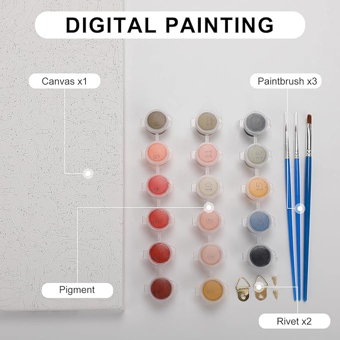DIY Paint by Numbers for Adults Beginner, Serene Bay with Calm Waters, Paint by Numbers Kit Dog Painting by Numbers for Adults, 16" x 20"