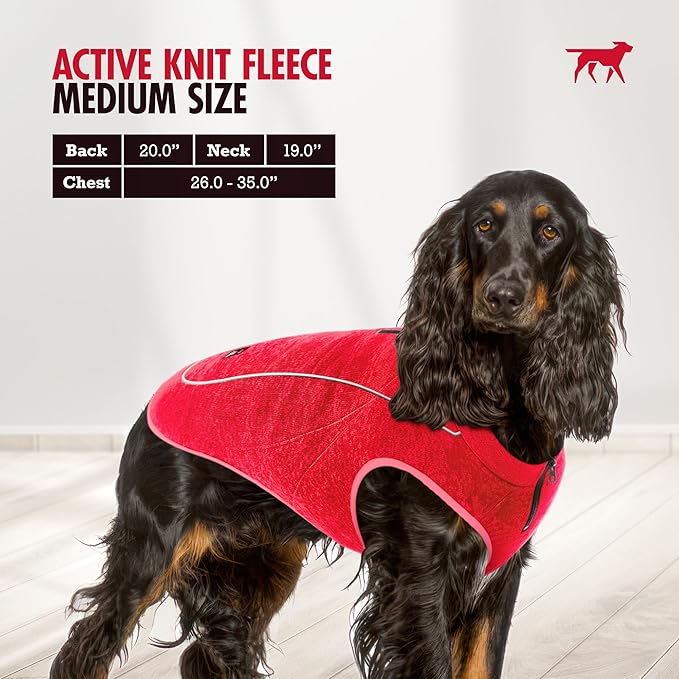 Insulated Fleece Sweater for Dogs | Lightweight Warm Dog Vest | Zipper Port for Harness | Cold Weather Winter Jacket | Rain Snow Repellant Coat | Adjustable for Small Medium Large Girl Dogs (Red/M)