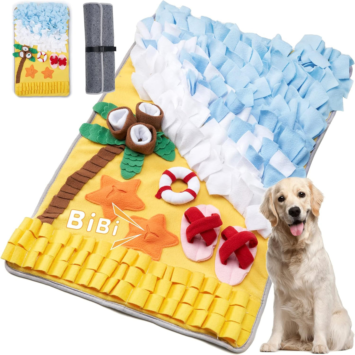 Dog Snuffle Mat — Ocean Beach Foraging Design, 30×18”, All Breeds