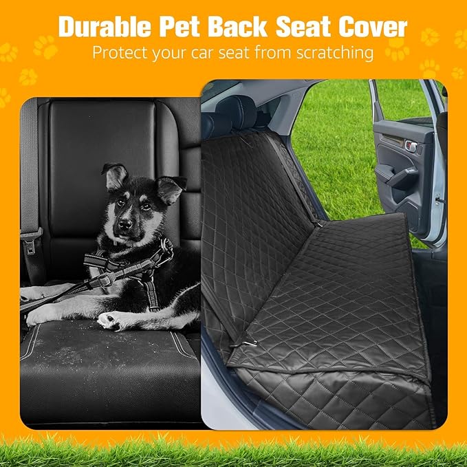 PETICON Waterproof Scratchproof Pet Bench Seat Covers for Cars, Trucks, SUVs, Nonslip Durable Back Seat Cover for Dogs, Washable Backseat Protection