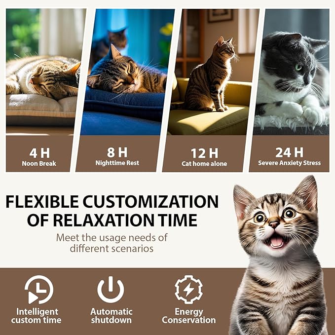 Cat Calming Diffuser Kit with Timer And Memory Adjustable 4/8/12/24H Cat Pheromone Diffuser 3-Pack (48ml Each) Helps Reduce Stress, Spraying, Fighting, Excessive Meowing & Scratching Fits All Cats
