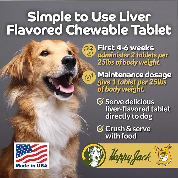 HAPPY JACK Flexenhance Dog Hip and Joint Supplement with Skin & Coat Support Plus (80 Chewable Tabs), Improve Flexibility & Mobility, Glucosamine, Green Lipped Mussel, Fish Oil
