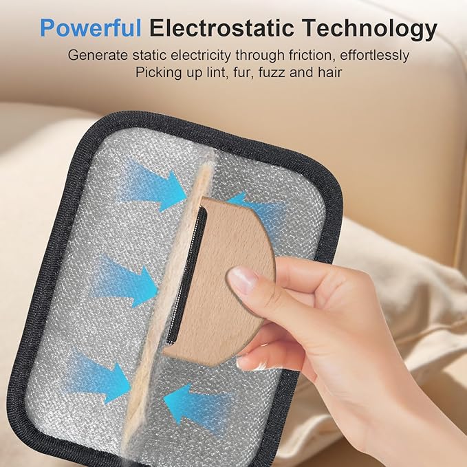 2 Pcs Static Pet Hair Remover and Scraper : Electrostatic Pet Hair Removal Gloves, Reusable Cat Dog Hair Remover Tool, Pet Hair Remover for Furniture, Carpet, Clothes, Car Seat