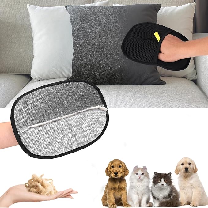 for Yomi Pet Hair Remover Glove, Cat Grooming Gloves, Reusable Static Removal Glove for Pet Hair, Versatile Dog Grooming Gloves for Couch, Furniture, Carpet, Car Seat (2PCS)