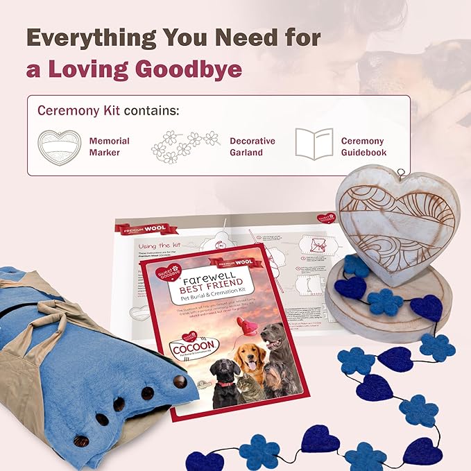 Cocoon® - Eco-Friendly Pet Burial & Cremation Ceremony Kit (Premium Wool) - Casket for Dogs and Cats – Size for Every Breed (Choose Size & Color) (XL, Light Blue)