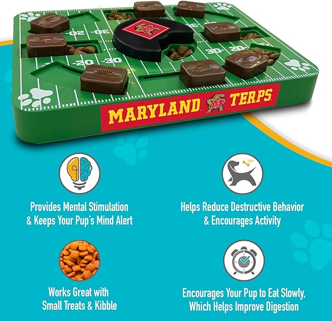 NCAA Puzzle Toy Slow Feeder, Puzzle Treat Dog Toy, Interactive Dog Treat Toy, Dog Puzzle Feeding Slow Toy (Maryland Terrapins)