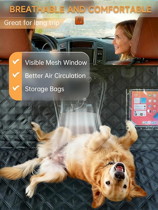 Dog Covers for Cars Back Seat, Back Seat Extender for Dogs with Hard-Bottom, 2025 Upgraded 1680D Material, Anti-Scratch & Anti-Slip, Holds 400 lbs, Universal Fit for Car, SUV, Truck