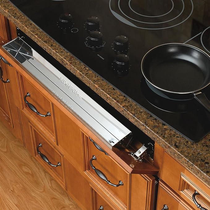 Rev-A-Shelf 28" Slim Tip-Out Sink Tray for Kitchen and Bathroom Base Cabinets, Large Pull Out Stainless Steel Storage Organizer, Silver, 6541-28-52
