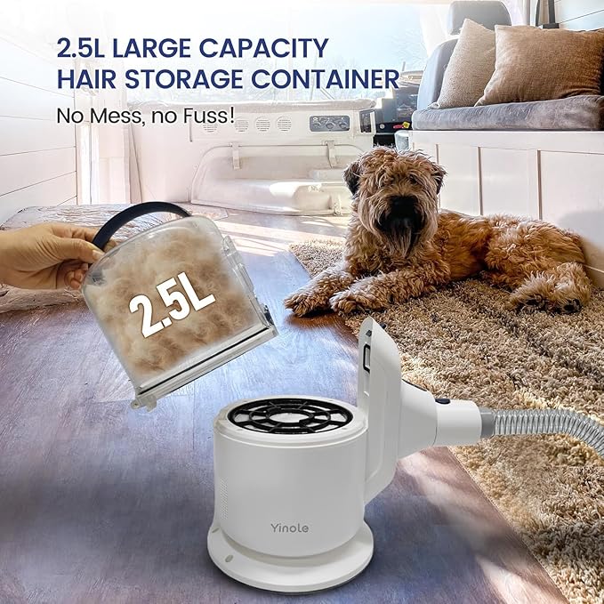 Dog Grooming Kit - 2.5L Large Capacity Dog Vacuum with Clippers, Deshedding Brush, Cleaning Tools, Ultra-Quiet Pet Vacuum for Dogs - P50