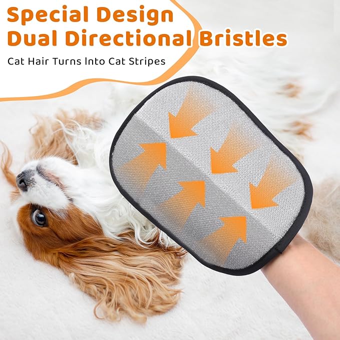 Pet Hair Remover Glove for Dogs & Cats, Newly Upgraded Reusable Electrostatic Pet Hair Gloves, Pet Hair Remover Tool for Clothing, Couch, Carpet, Car Seat (2Pcs - Black)