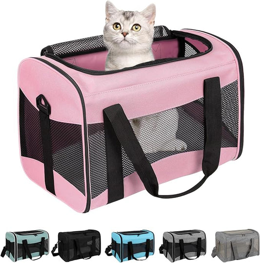 Top Tasta Airline-Approved Cat Carrier – Collapsible Soft-Sided with Fleece Pad for Cats & Small Dogs