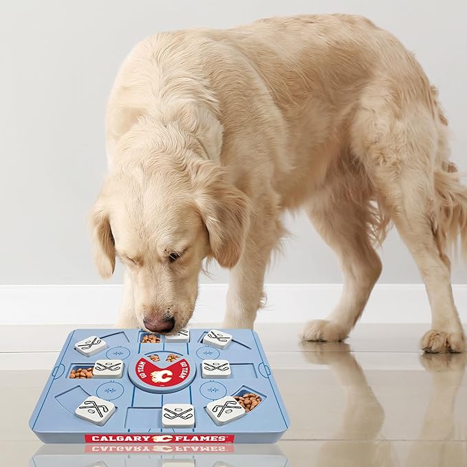 Pets First NHL Calgary Flames Large Puzzle Toy, New Size, Interactive Dog Treat & Slow Feeding Toy