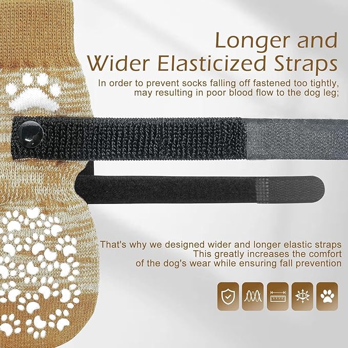 EXPAWLORER 6PCS Anti-Slip Dog Socks to Prevent Licking Paws,Dog Shoes for Hot Pavement,Best Paw Protector Traction Control on Hardwood Floor,Dog Booties for Puppy Small Medium Large Senior Dogs