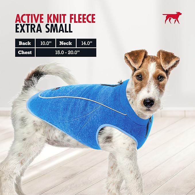 Insulated Fleece Sweater for Dogs | Lightweight Warm Dog Vest | Zipper Port for Harness | Cold Weather Winter Jacket | Rain Snow Repellant Coat | Adjustable for Small Medium Large Male Dogs (Blue/XS)