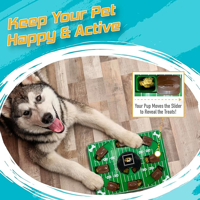 NCAA Puzzle Toy Slow Feeder, Puzzle Treat Dog Toy, Interactive Dog Treat Toy, Dog Puzzle Feeding Slow Toy (Missouri Tigers)