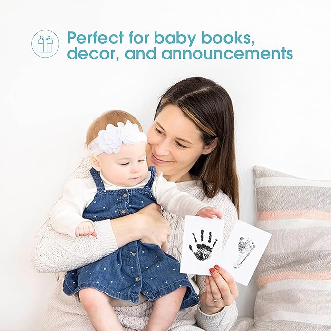 Pearhead Inkless Baby Hand and Footprint Kit — Mess Free Clean Touch Ink Pad for Newborn Keepsake, Zero Ink on Skin, Dog Nose & Paw Print Kit, Ideal New Mom Gift, 1 Ink Pad + 2 Art Cards