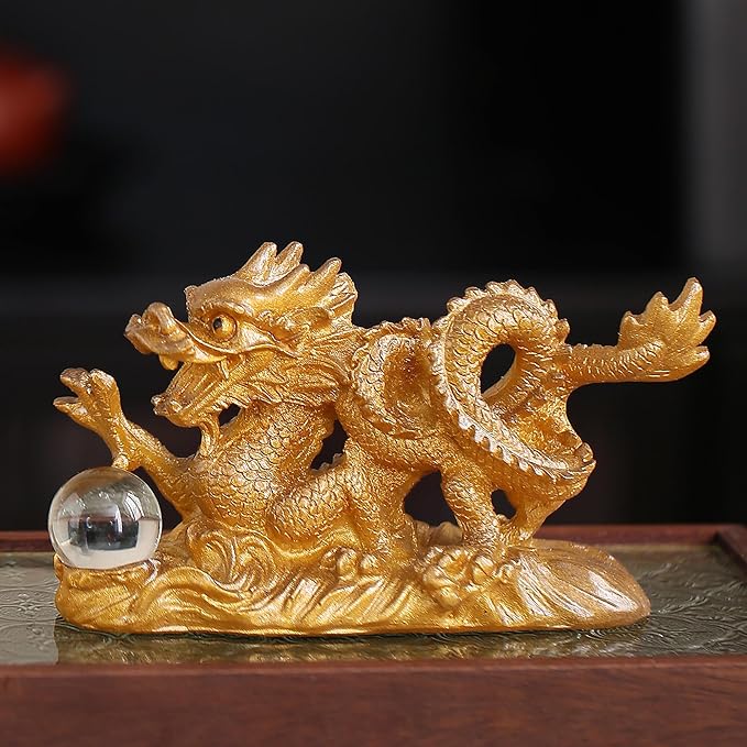 Color Changing Tea Pet, Tea Set Accessories Traditional Gongfu Tea Set Accessory, for Tea Lover Friends (Golden Dragon)