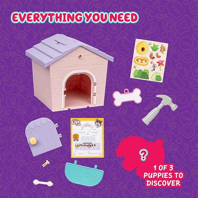 Little Live Pets My Puppy's Home Mini Playset, Pink, Play Dog with Building Dog House Toys, Customizable Puppy Plush Toy for Kids of Ages 5+